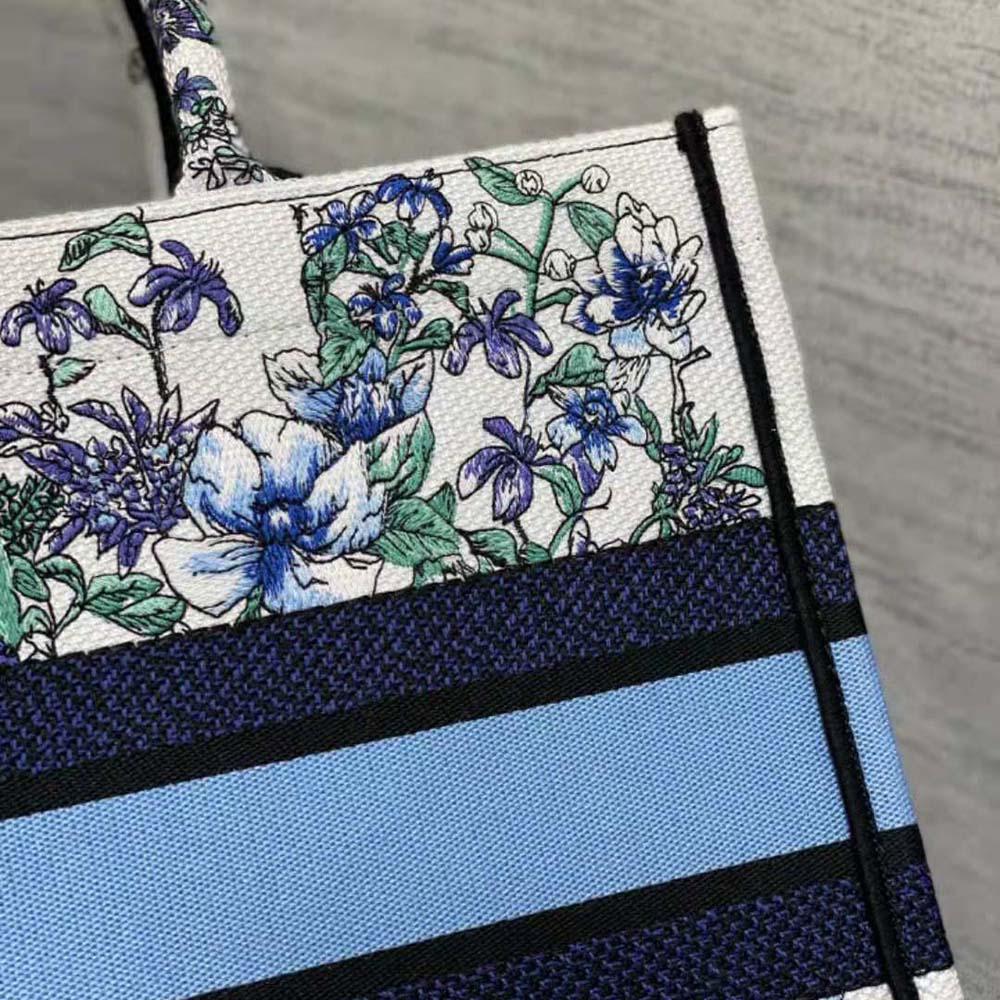 Dior Women Medium Dior Book Tote White Multicolor Flowers Constellation Embroidery - Image 10