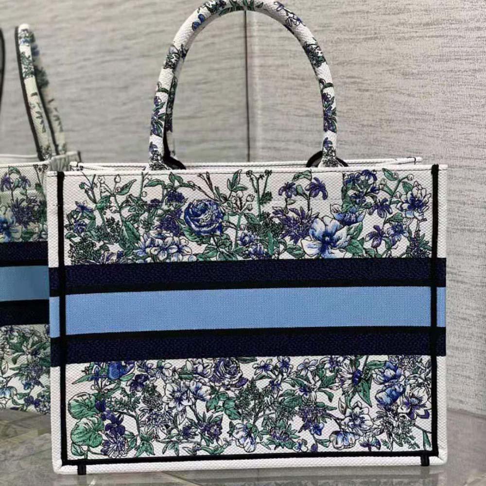 Dior Women Medium Dior Book Tote White Multicolor Flowers Constellation Embroidery - Image 3
