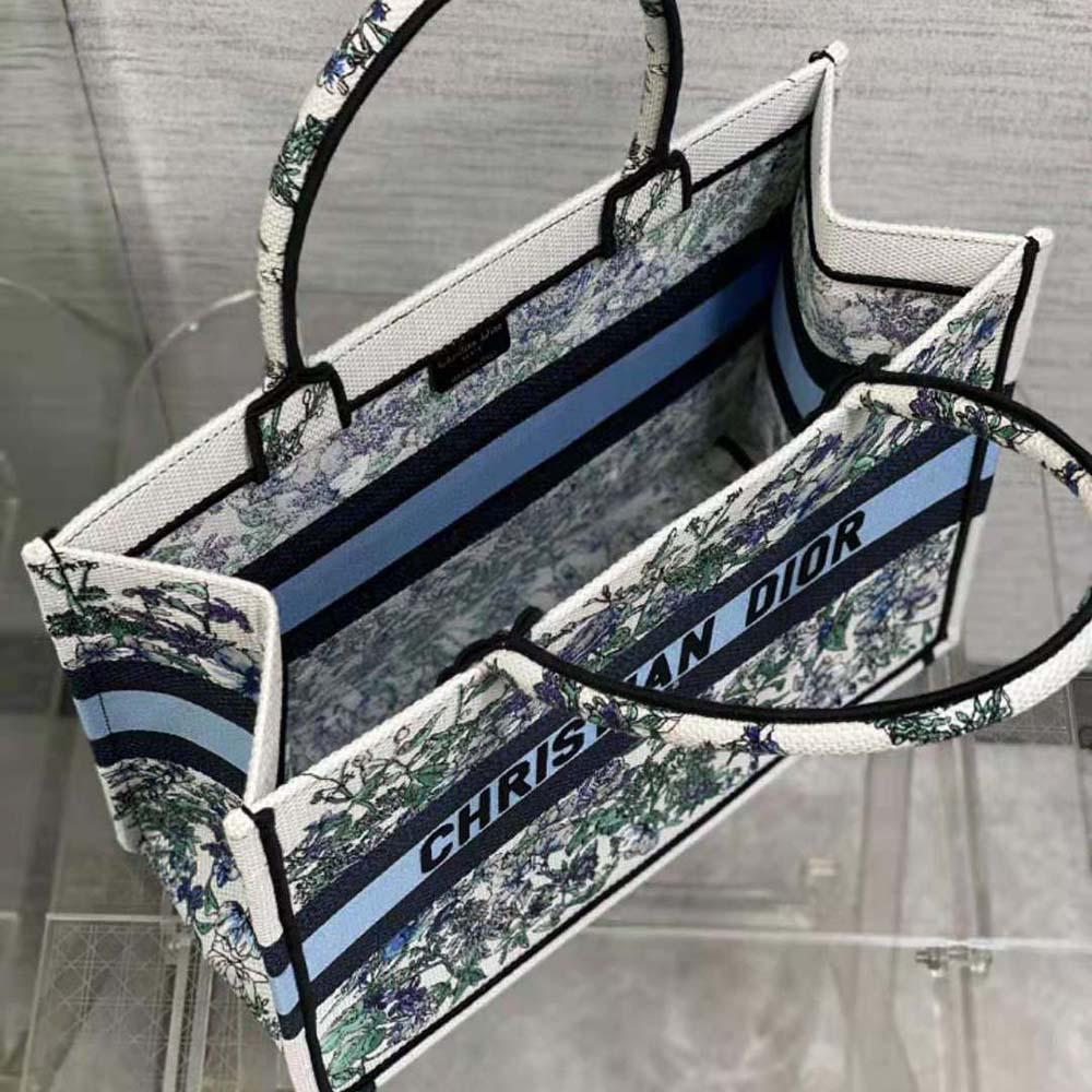 Dior Women Medium Dior Book Tote White Multicolor Flowers Constellation Embroidery - Image 6