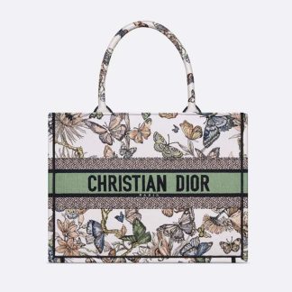 Dior Women Medium Dior Book Tote White Multicolor Toile de Jouy Mexico Embroidery