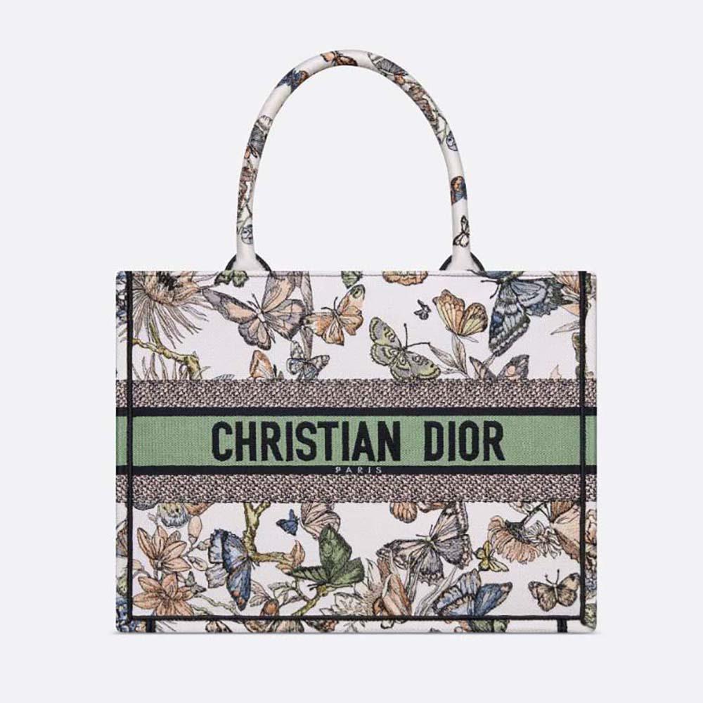 Dior Women Medium Dior Book Tote White Multicolor Toile de Jouy Mexico Embroidery