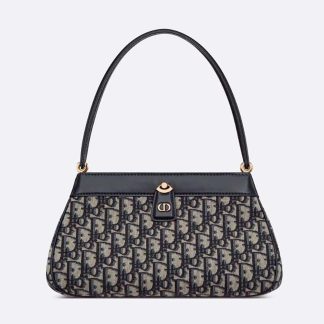 Dior Women Medium Dior Key Bag Blue Dior Oblique Jacquard
