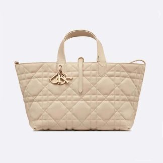 Dior Women Medium Dior Toujours Bag Powder Beige Macrocannage Calfskin
