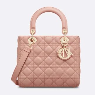 Dior Women Medium Lady Dior Bag Blush Cannage Lambskin