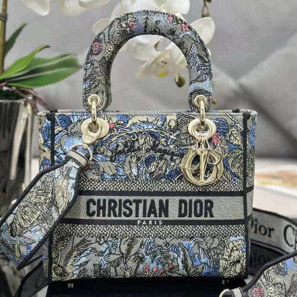 Dior Women Medium Lady D-lite Bag Denim Multicolor Dior Jardin Magique Embroidery - 图片 2