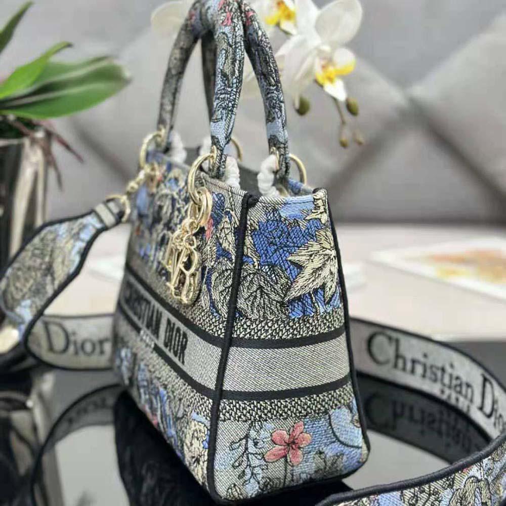 Dior Women Medium Lady D-lite Bag Denim Multicolor Dior Jardin Magique Embroidery - 图片 4