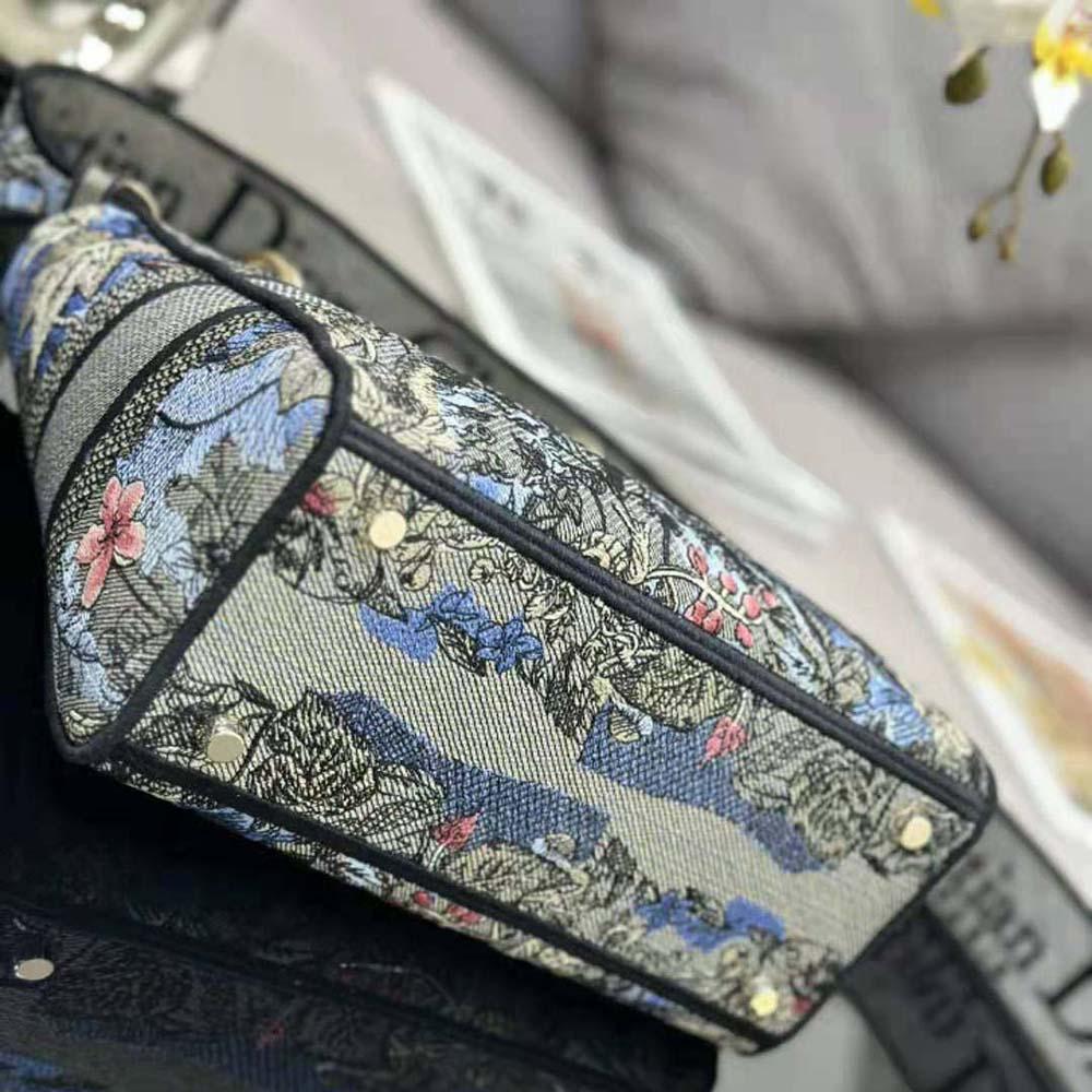 Dior Women Medium Lady D-lite Bag Denim Multicolor Dior Jardin Magique Embroidery - 图片 5