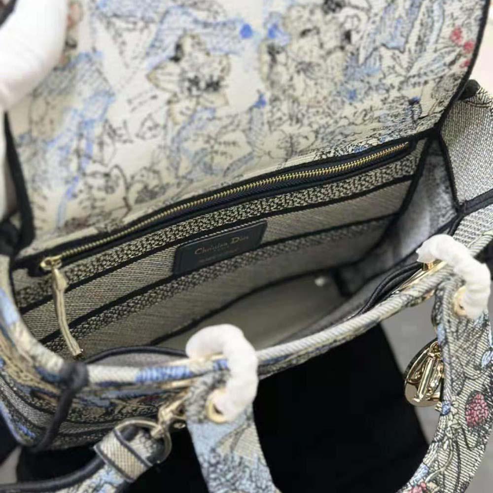 Dior Women Medium Lady D-lite Bag Denim Multicolor Dior Jardin Magique Embroidery - 图片 8