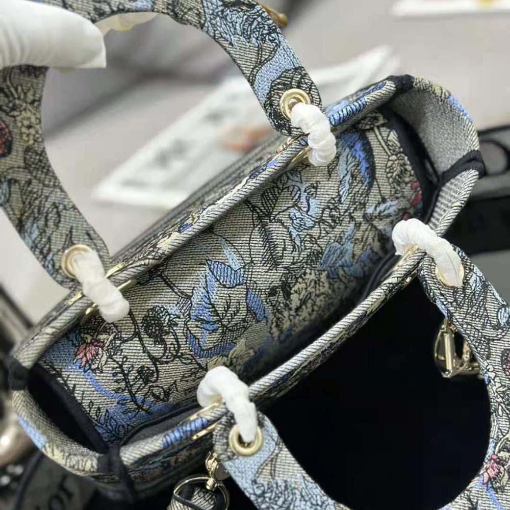 Dior Women Medium Lady D-lite Bag Denim Multicolor Dior Jardin Magique Embroidery - 图片 6