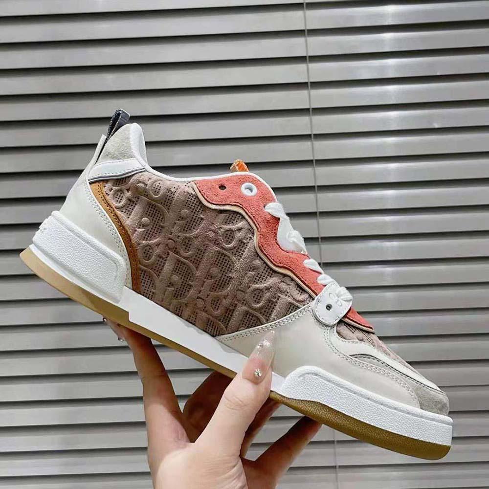 Dior Women One Sneaker Beige Multicolor Calfskin and Suede Calfskin with Dior Oblique Motif - Image 6