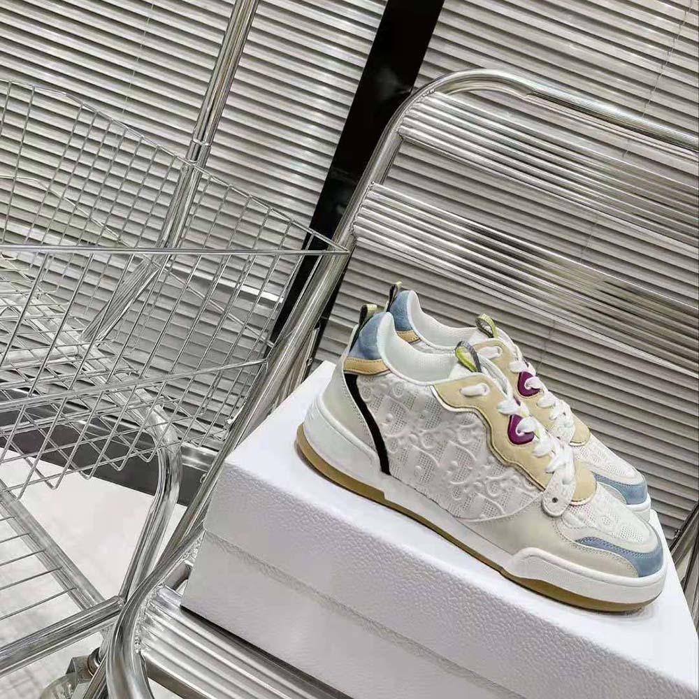 Dior Women One Sneaker White Dior Oblique Perforated Calfskin and Multicolor Suede Calfskin - Image 4