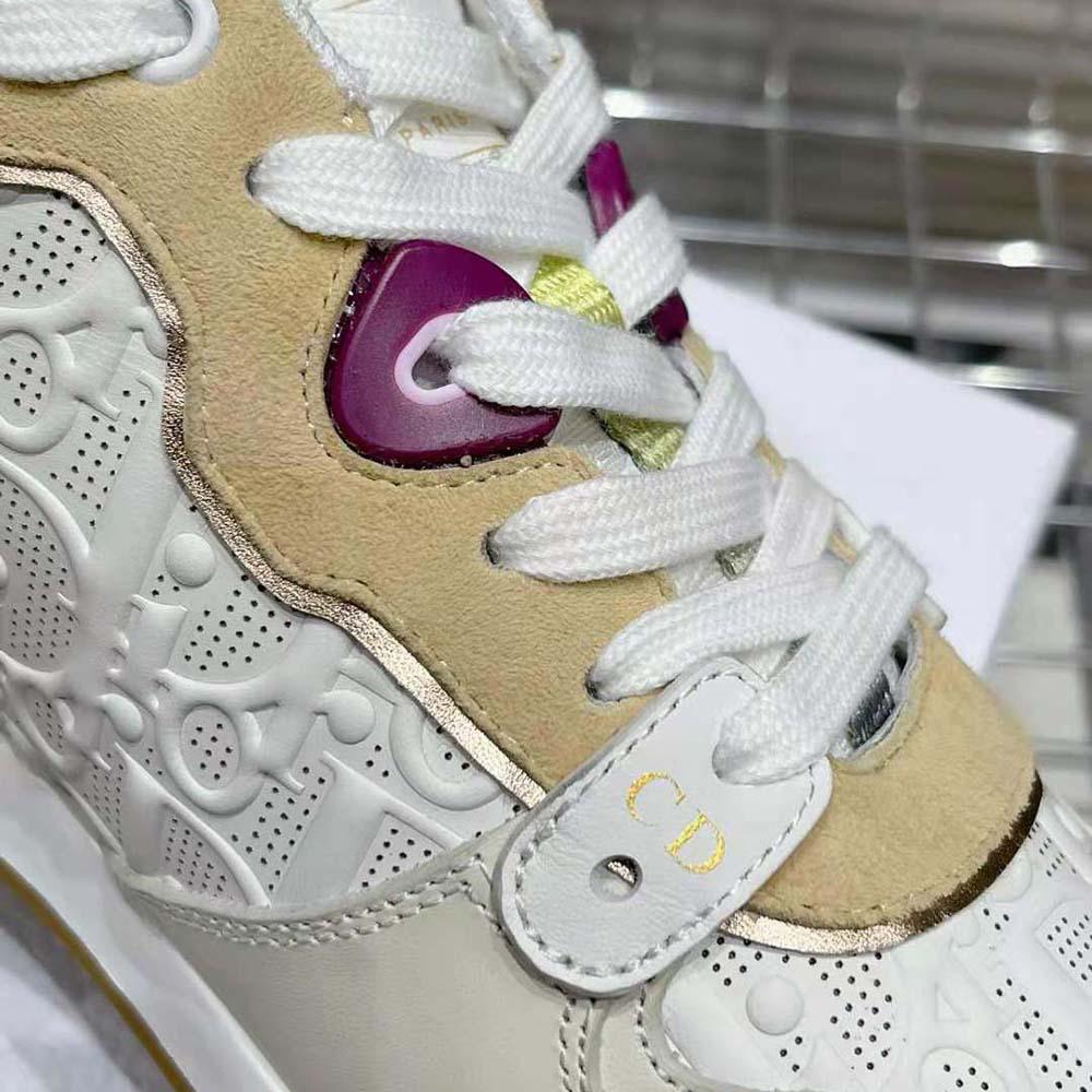 Dior Women One Sneaker White Dior Oblique Perforated Calfskin and Multicolor Suede Calfskin - Image 8