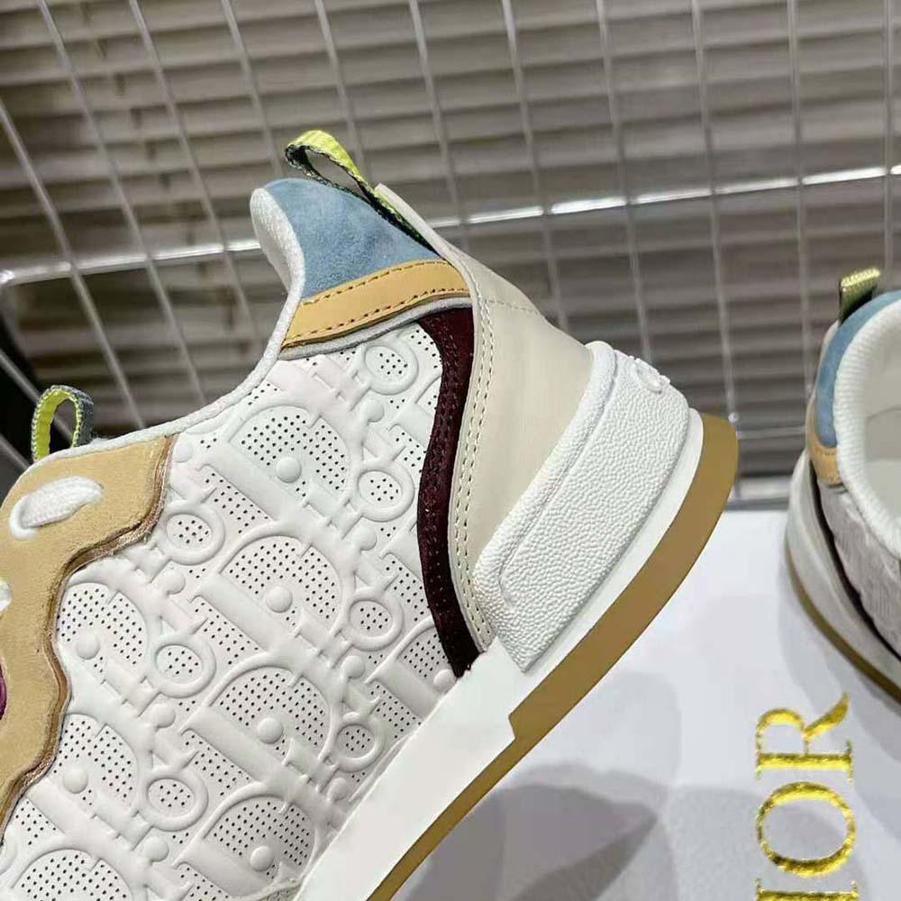 Dior Women One Sneaker White Dior Oblique Perforated Calfskin and Multicolor Suede Calfskin - Image 9