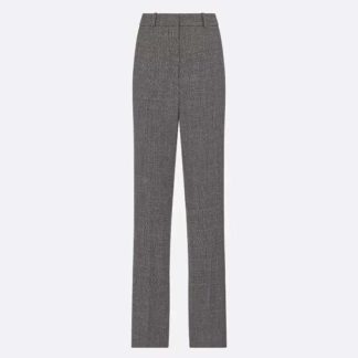 Dior Women Pants Gray Virgin Wool Tweed