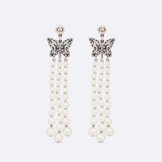 Dior Women Papillon De Nuit Earrings Antique Silver-Finish Metal