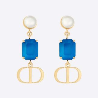 Dior Women Petit CD Earrings Gold-Finish Metal with White Resin Pearls
