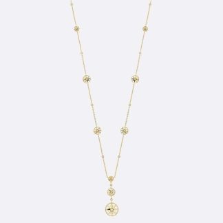 Dior Women Rose Des Vents Long Necklace Yellow Gold Diamonds and Mother-of-Pearl