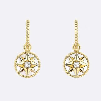 Dior Women Rose des Vents Earrings Yellow Gold Diamonds and Mother-of-Pearl