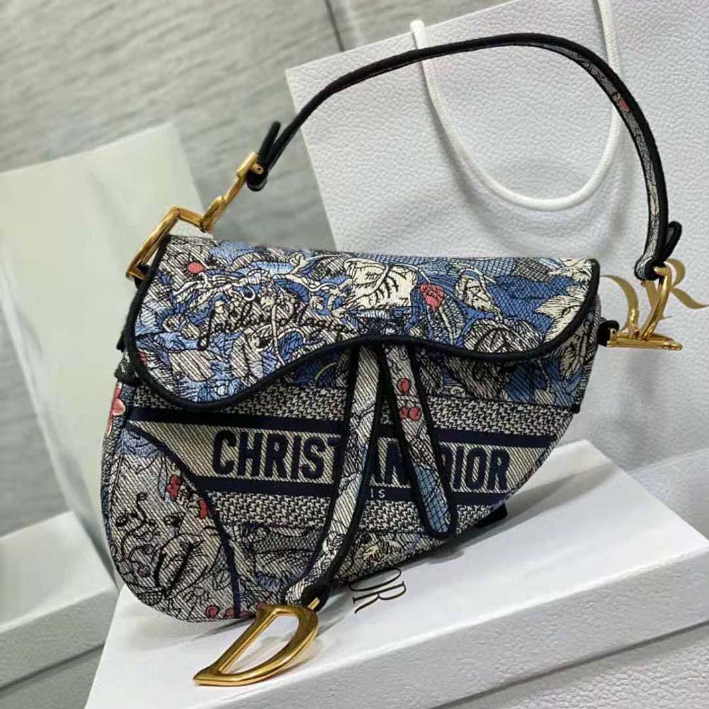 Dior Women Saddle Bag Denim Multicolor Dior Jardin Magique Embroidery - 图片 2