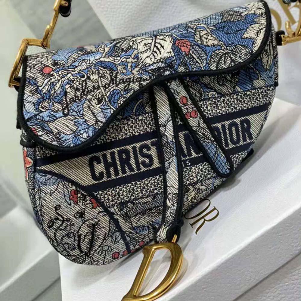 Dior Women Saddle Bag Denim Multicolor Dior Jardin Magique Embroidery - 图片 4
