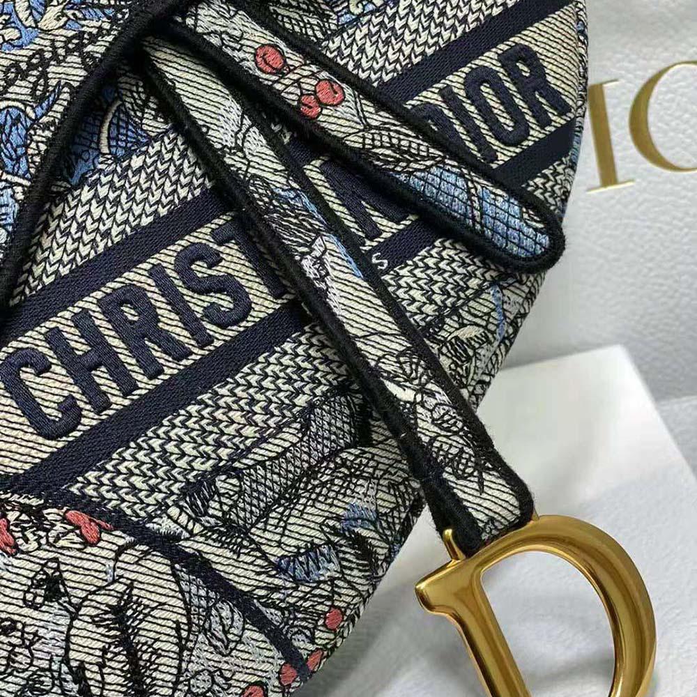 Dior Women Saddle Bag Denim Multicolor Dior Jardin Magique Embroidery - 图片 6