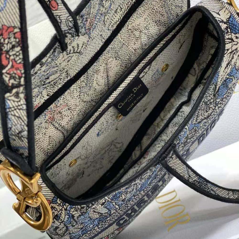 Dior Women Saddle Bag Denim Multicolor Dior Jardin Magique Embroidery - 图片 9