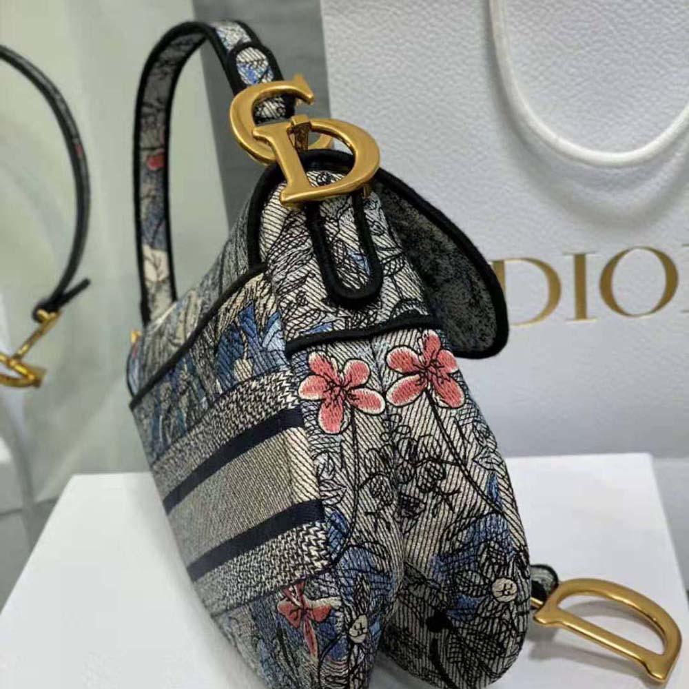 Dior Women Saddle Bag Denim Multicolor Dior Jardin Magique Embroidery - 图片 5