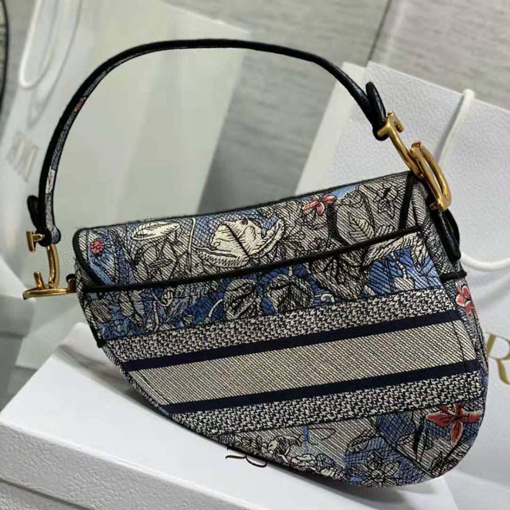 Dior Women Saddle Bag Denim Multicolor Dior Jardin Magique Embroidery - 图片 3