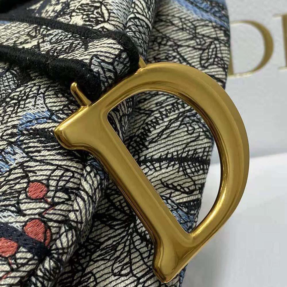 Dior Women Saddle Bag Denim Multicolor Dior Jardin Magique Embroidery - 图片 7