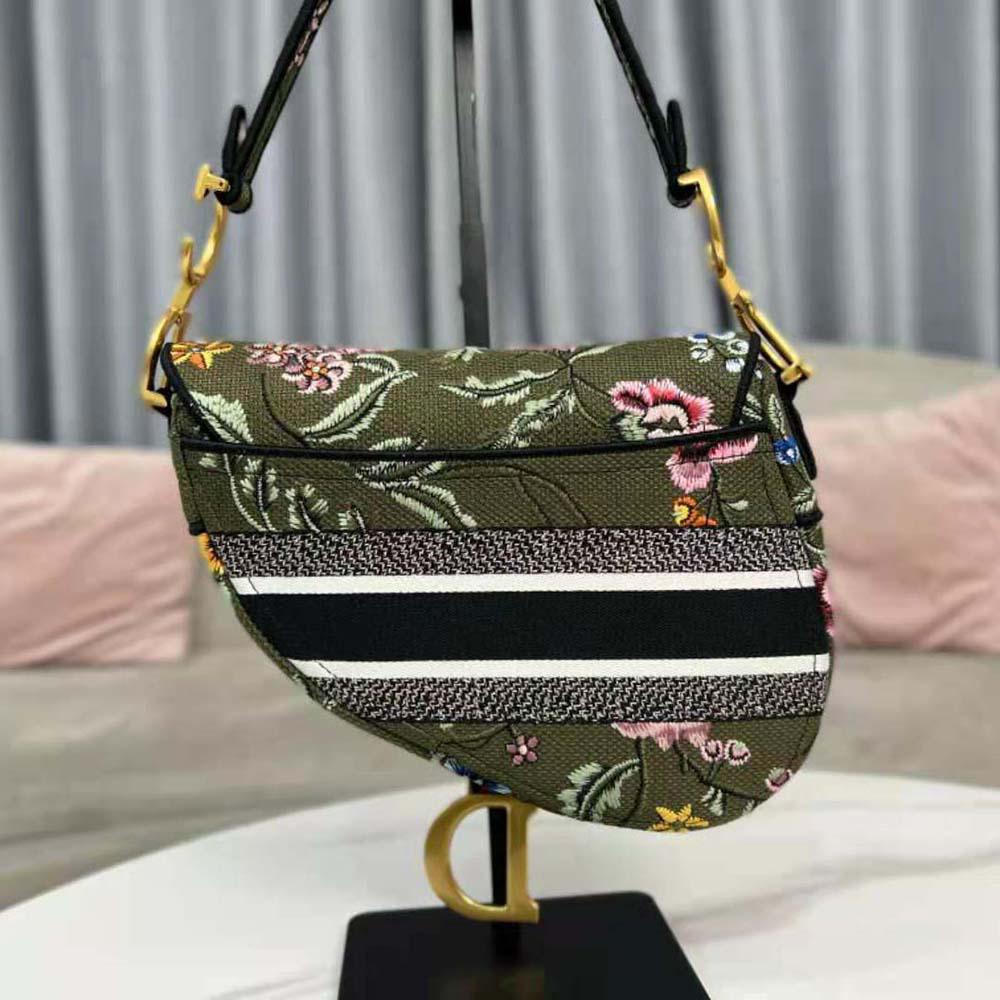 Dior Women Saddle Bag Green Multicolor Dior Petites Fleurs Embroidery - 图片 4