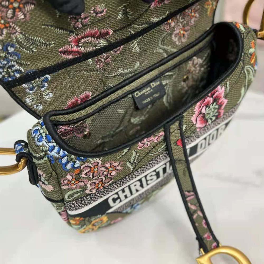 Dior Women Saddle Bag Green Multicolor Dior Petites Fleurs Embroidery - 图片 9