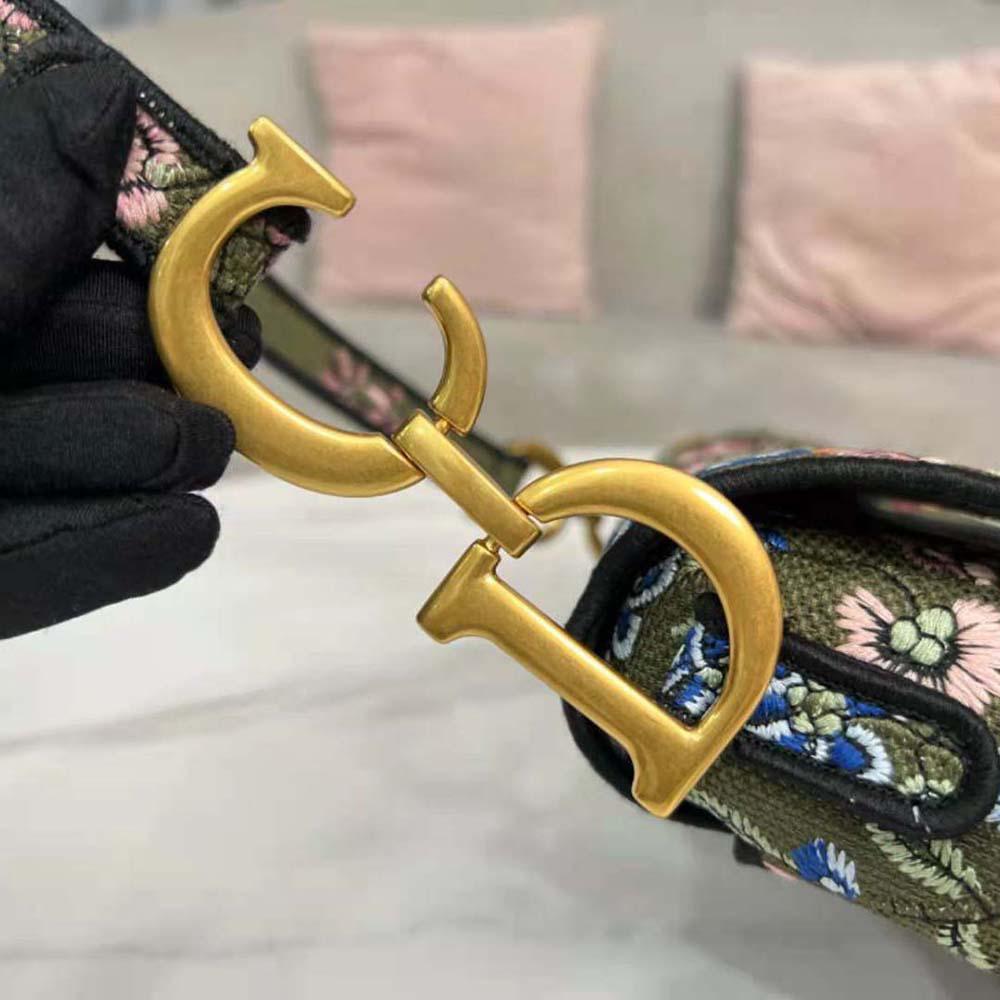 Dior Women Saddle Bag Green Multicolor Dior Petites Fleurs Embroidery - 图片 8