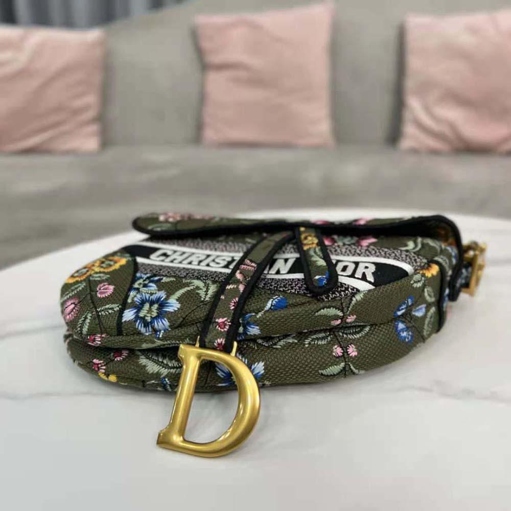 Dior Women Saddle Bag Green Multicolor Dior Petites Fleurs Embroidery - 图片 6
