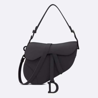 Dior Women Saddle Bag with Strap Black Ultramatte Calfskin M0455SLLO