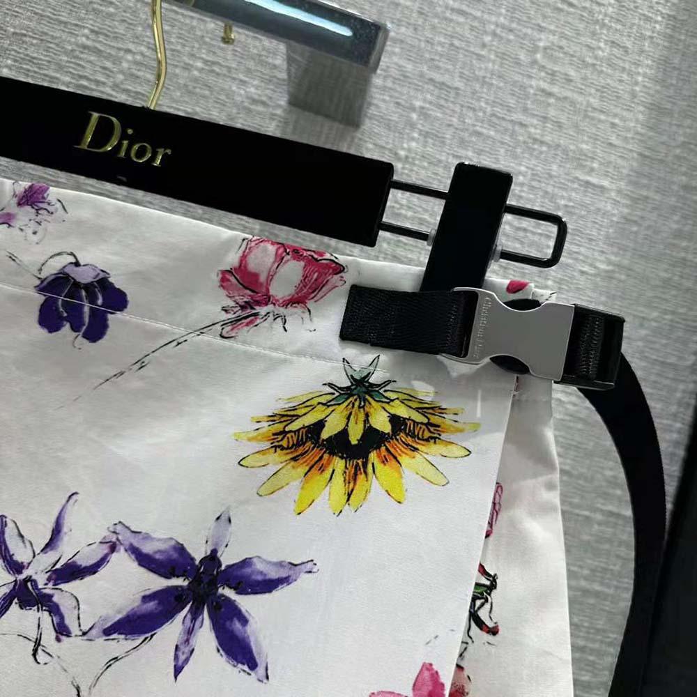 Dior Women Skort White Technical Fabric with Red Multicolor Florilegio Motif - Image 4