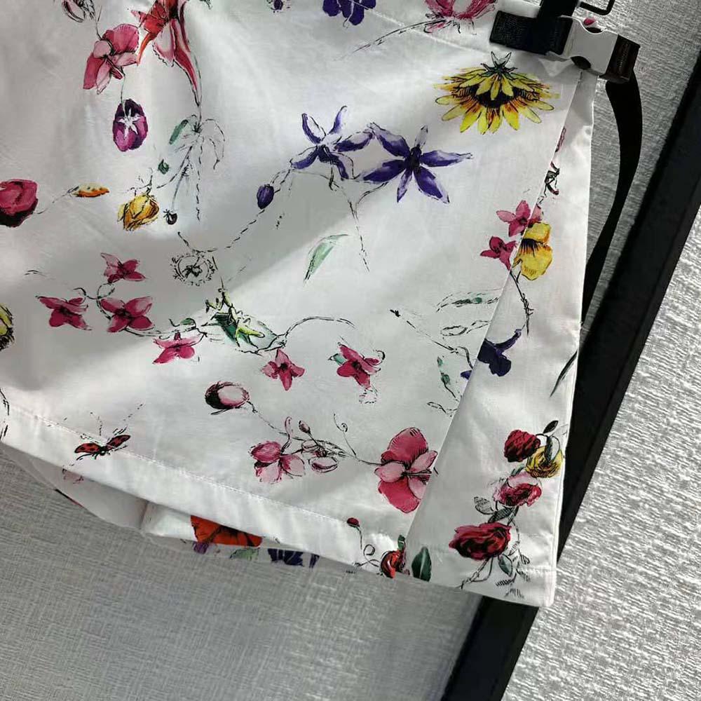 Dior Women Skort White Technical Fabric with Red Multicolor Florilegio Motif - Image 9