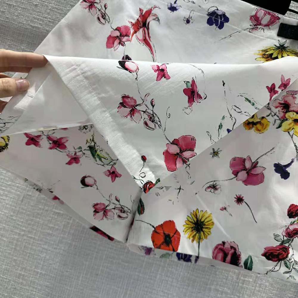 Dior Women Skort White Technical Fabric with Red Multicolor Florilegio Motif - Image 8