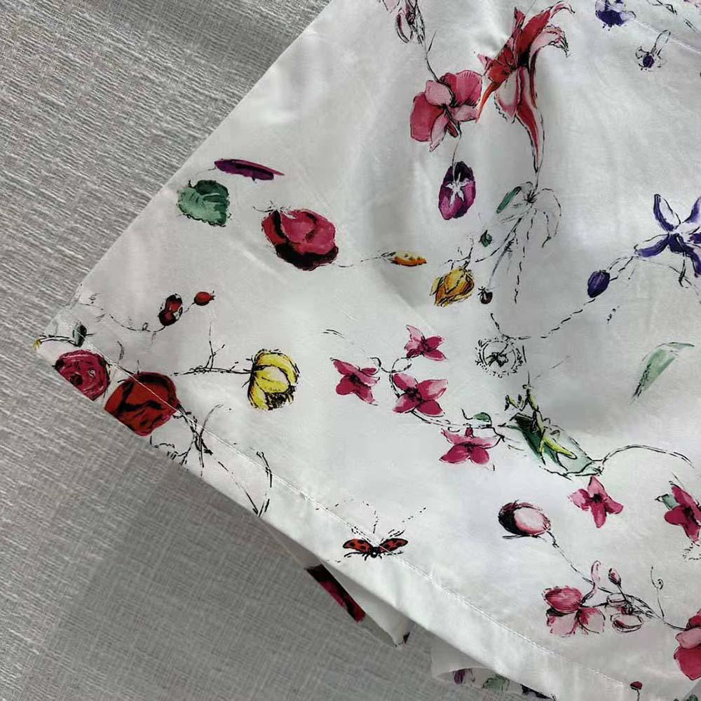 Dior Women Skort White Technical Fabric with Red Multicolor Florilegio Motif - Image 7