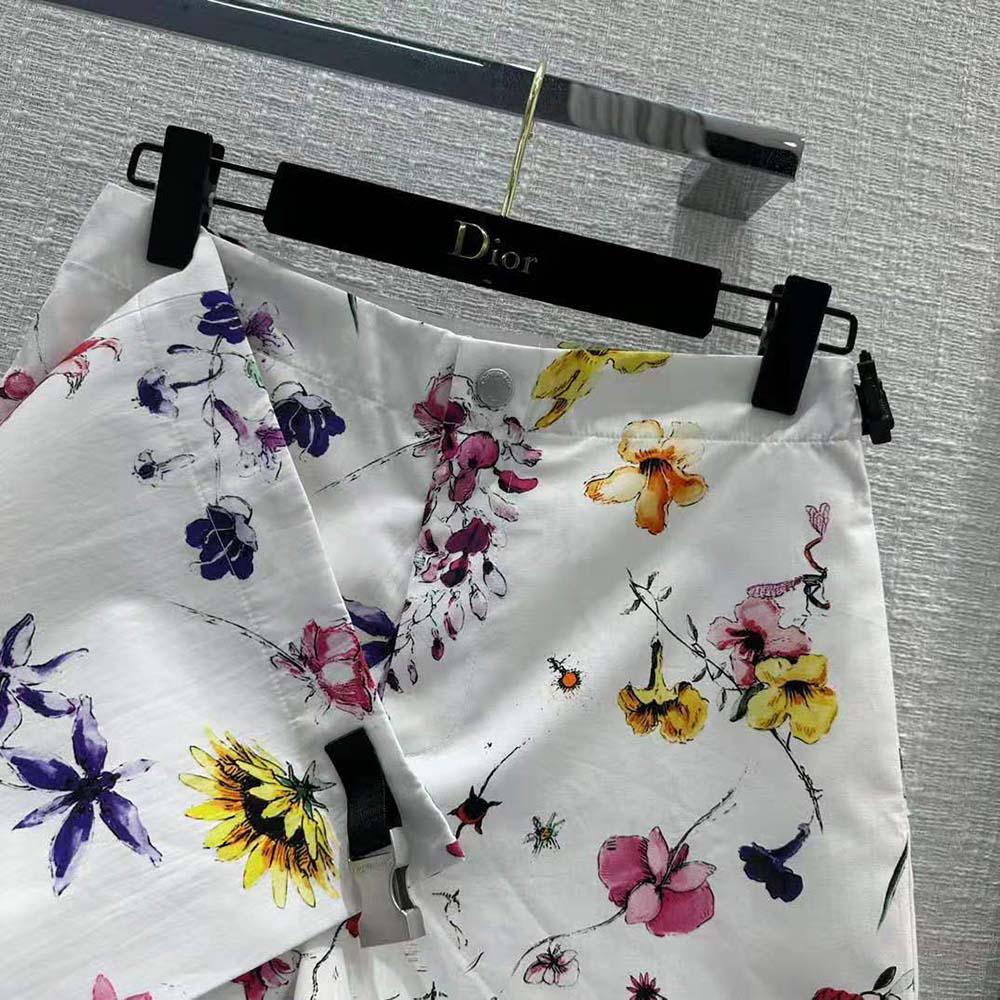 Dior Women Skort White Technical Fabric with Red Multicolor Florilegio Motif - Image 6
