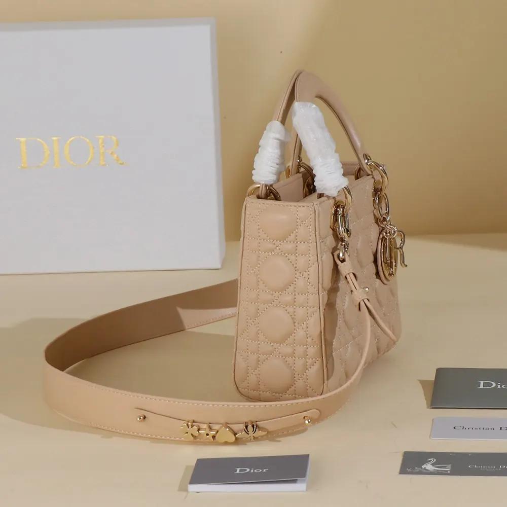 Dior Women Small Lady Dior My ABCDior Bag Sand-Colored Cannage Lambskin - Image 3