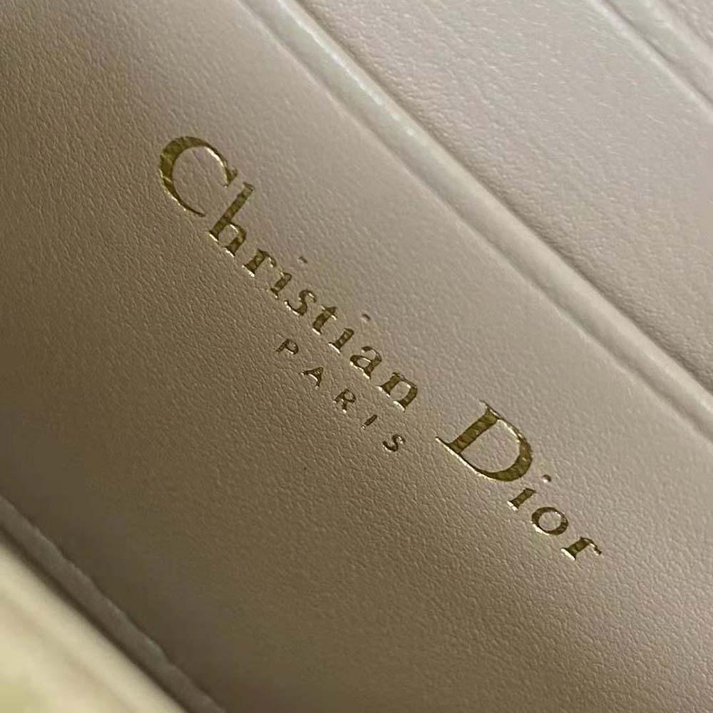 Dior Women Small Lady Dior Voyageur Coin Purse Sand-Colored Cannage Lambskin - Image 10