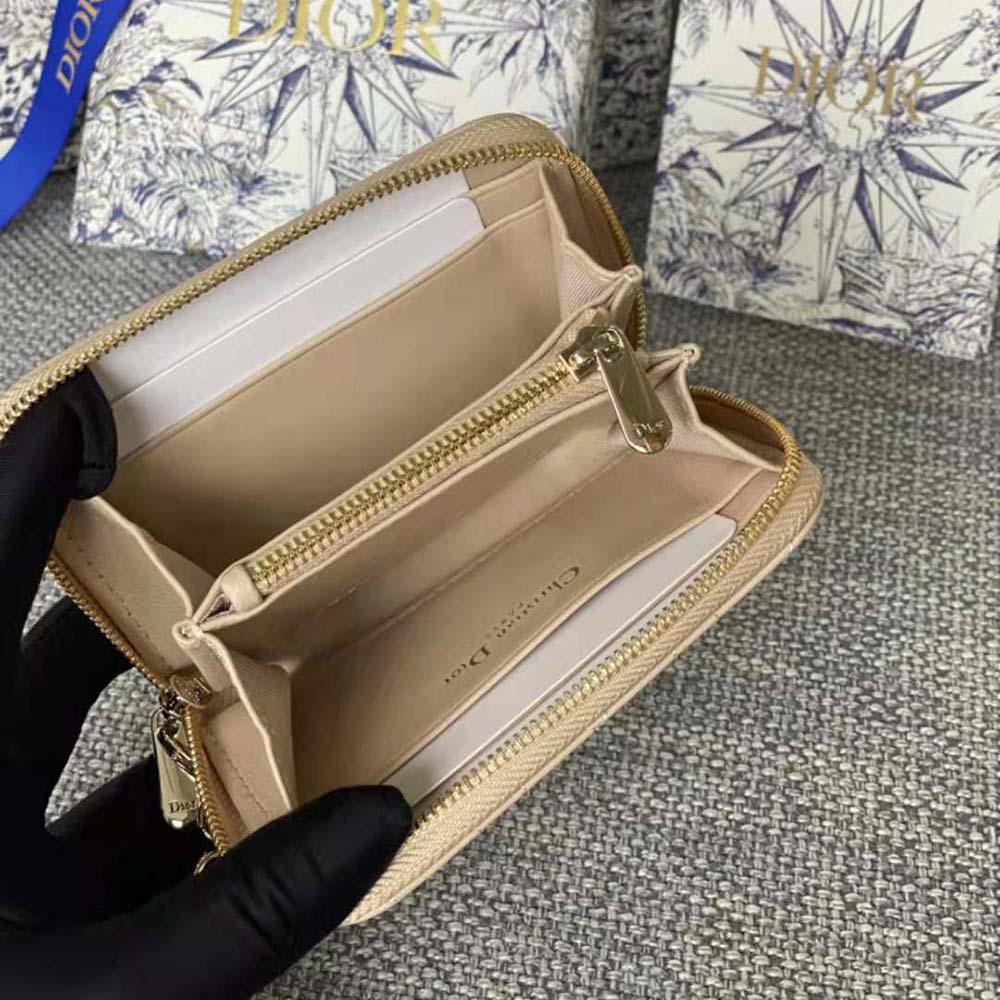 Dior Women Small Lady Dior Voyageur Coin Purse Sand-Colored Cannage Lambskin - Image 8