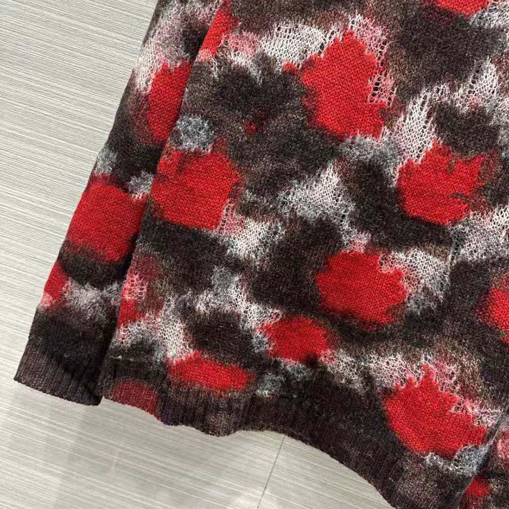 Dior Women Sweater Red Multicolor Technical Cashmere Mohair and Wool Knit with Dior Roses Motif - Image 6
