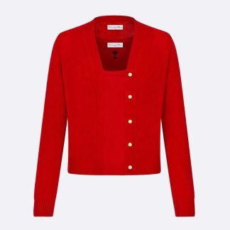 Dior Women Twin-set Amaryllis Red Cashmere Knit