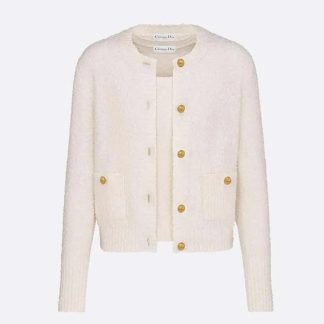 Dior Women Twinset Ecru Cotton and Wool-Blend Knit