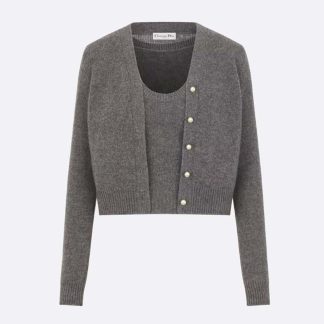 Dior Women Twin-set Gray Cashmere Knit