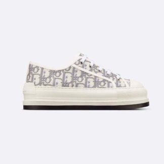 Dior Women Walk'n'dior Platform Sneaker Stone Gray Dior Oblique Embroidered Cotton