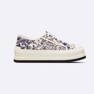 Dior Women Walk'n'dior Platform Sneaker White Embroidered Cotton with Blue Toile de Jouy Motif