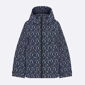 Dior Women Waterproof Hooded Jacket White Technical Taffeta Jacquard
