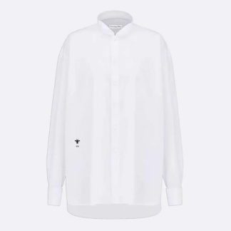 Dior Women Wing-Collar Shirt White Cotton Poplin